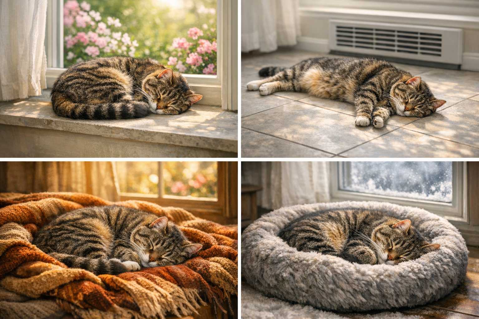 Saisonale Schlafanpassungen bei Katzen: Jährliche Schlafzyklen verstehen