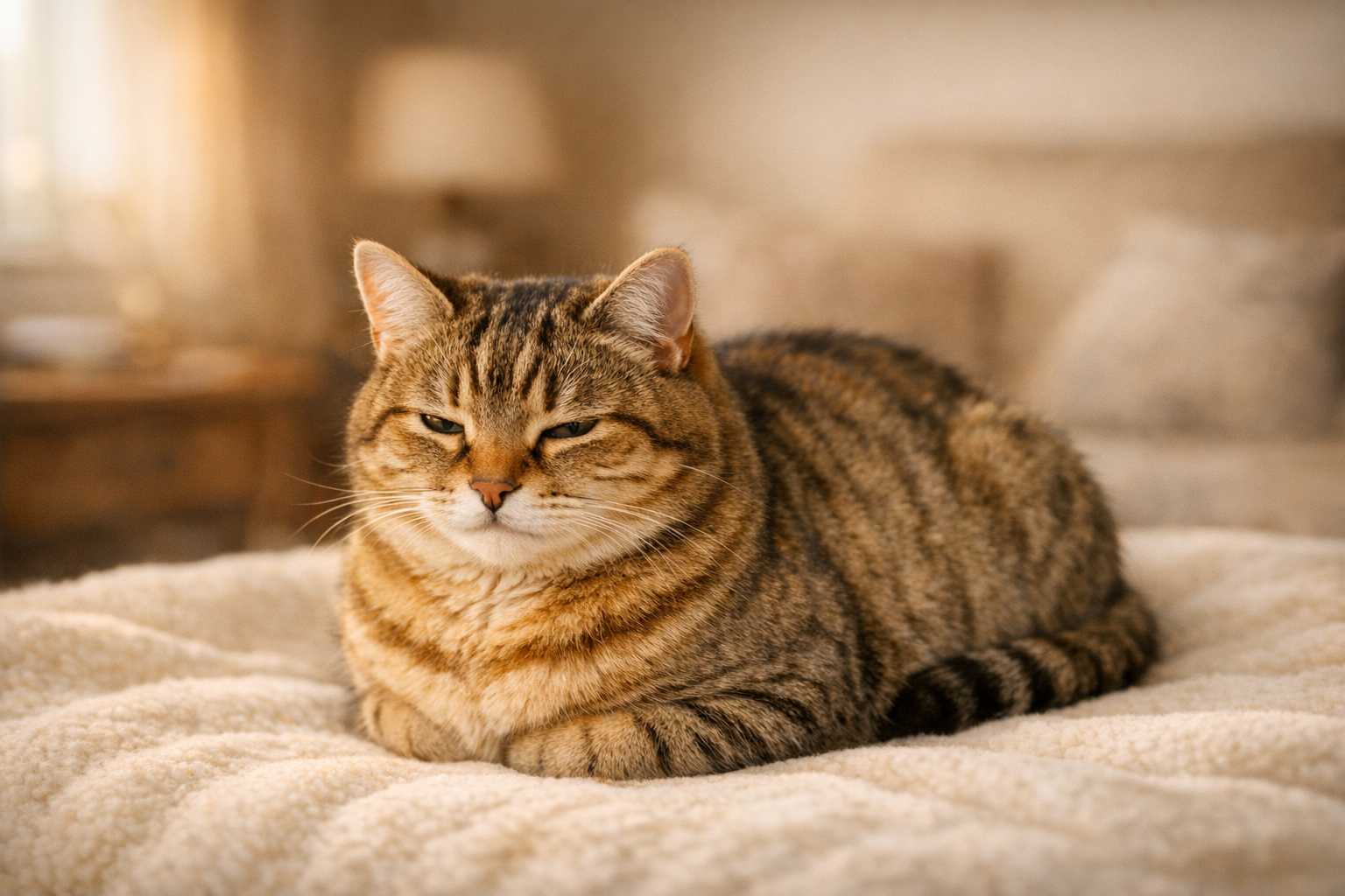Katze sitzt mit eingetuckten Pfoten: Die Laib- und Hackbraten-Position verstehen