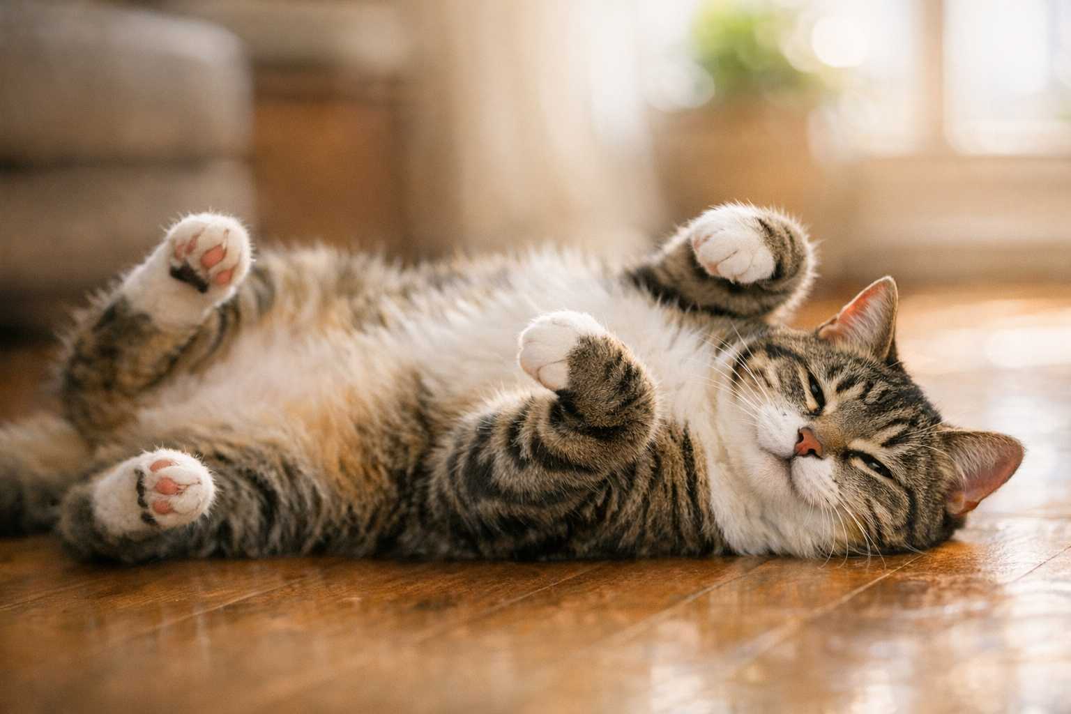 Katze wälzt sich auf dem Boden: 7 Gründe hinter diesem eigenartigen Verhalten