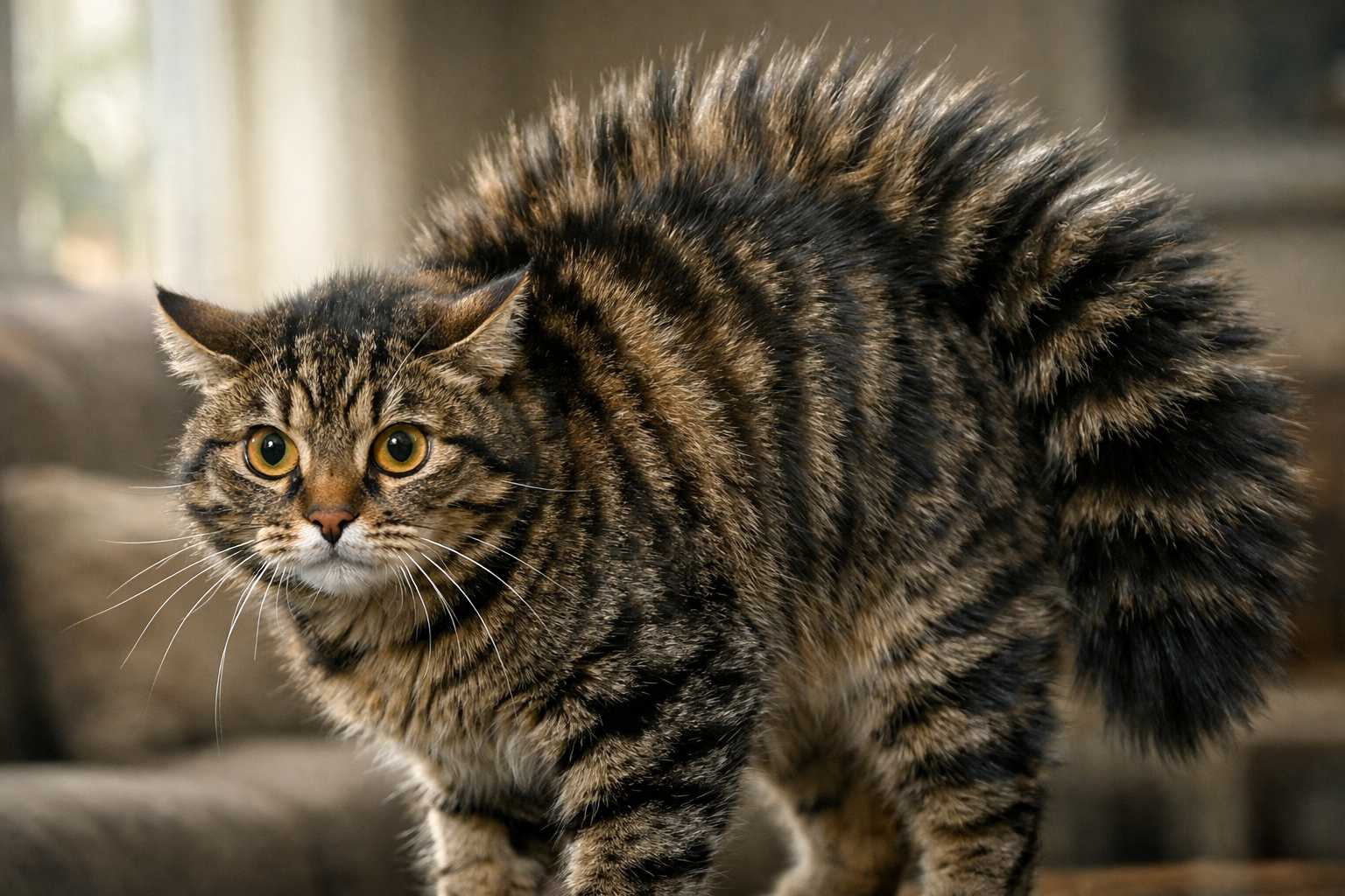 Katzenpiloerekation erklärt: Warum Katzen ihr Fell sträuben und was es bedeutet