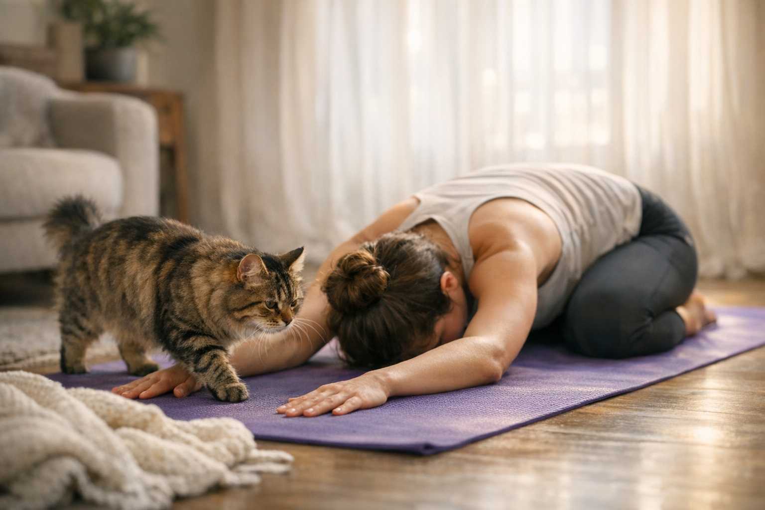 Katzen-Yoga für Anfänger: Wie man Doga mit seinem Katzenfreund praktiziert